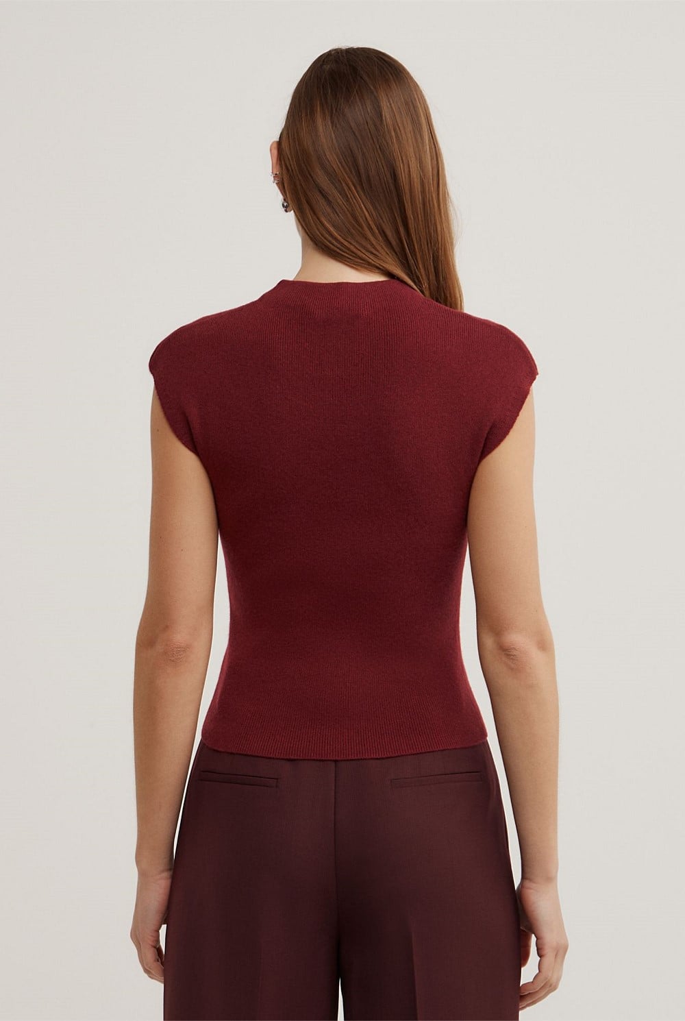 High Neck Knit T-Shirt