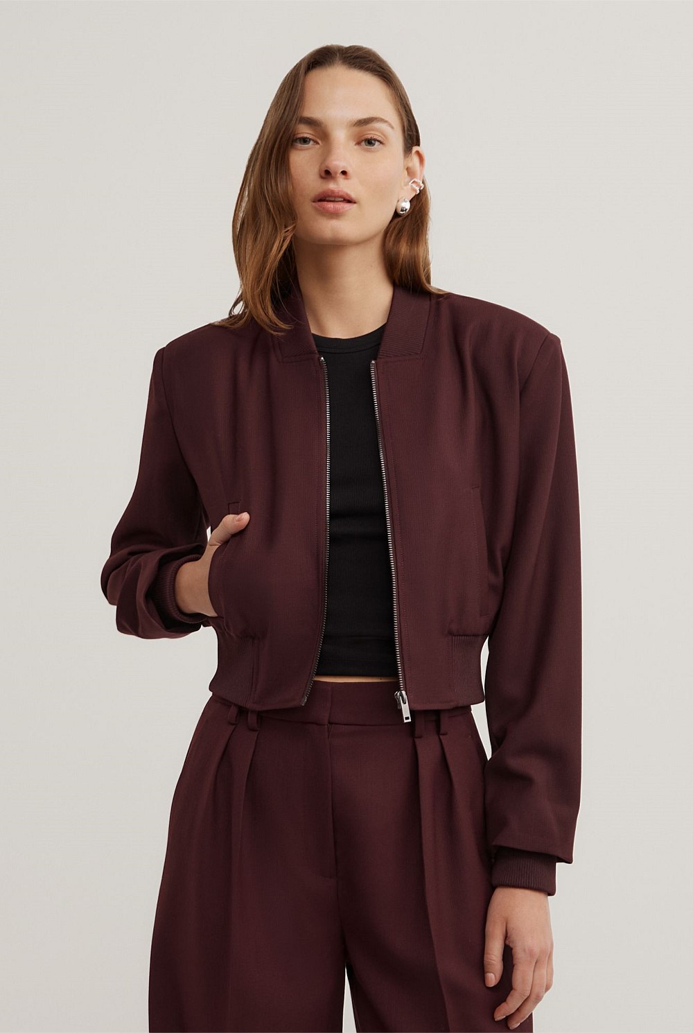 Shoulder Pad Bomber Jacket