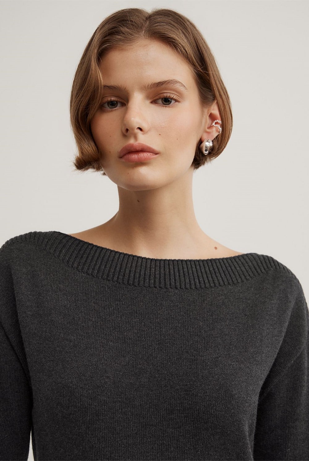Boat Neck Knit Dress