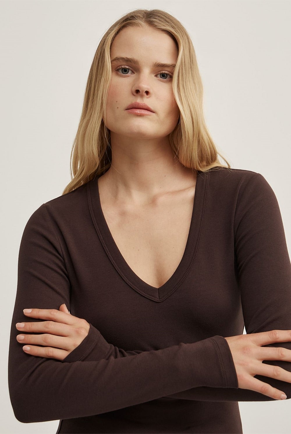 V-Neck Long Sleeve Top