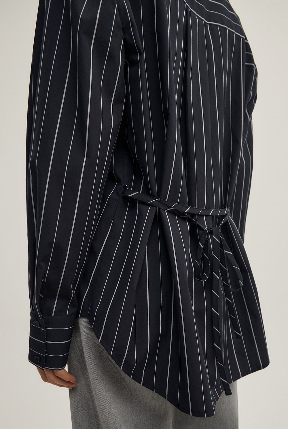 Tie Back Pinstripe Shirt