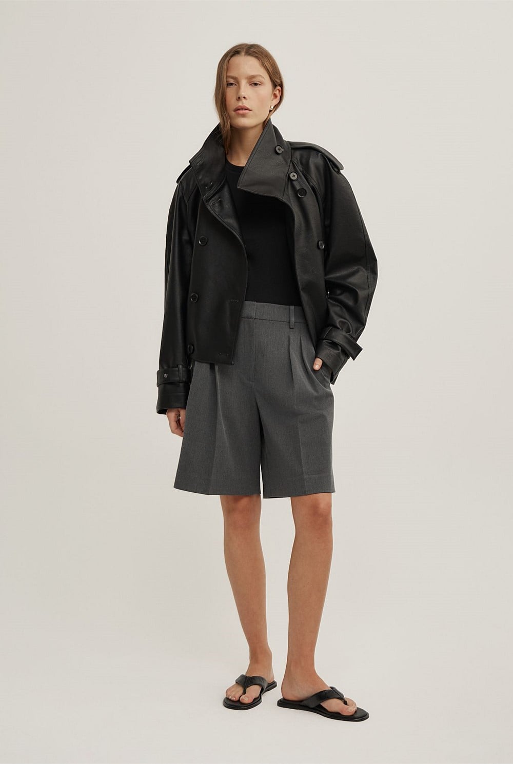 Funnel Neck Trench Coat