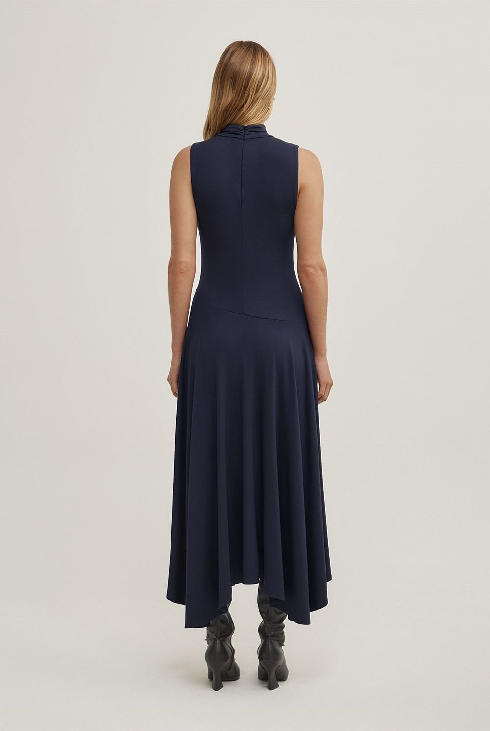 High Neck Asymmetric Dress