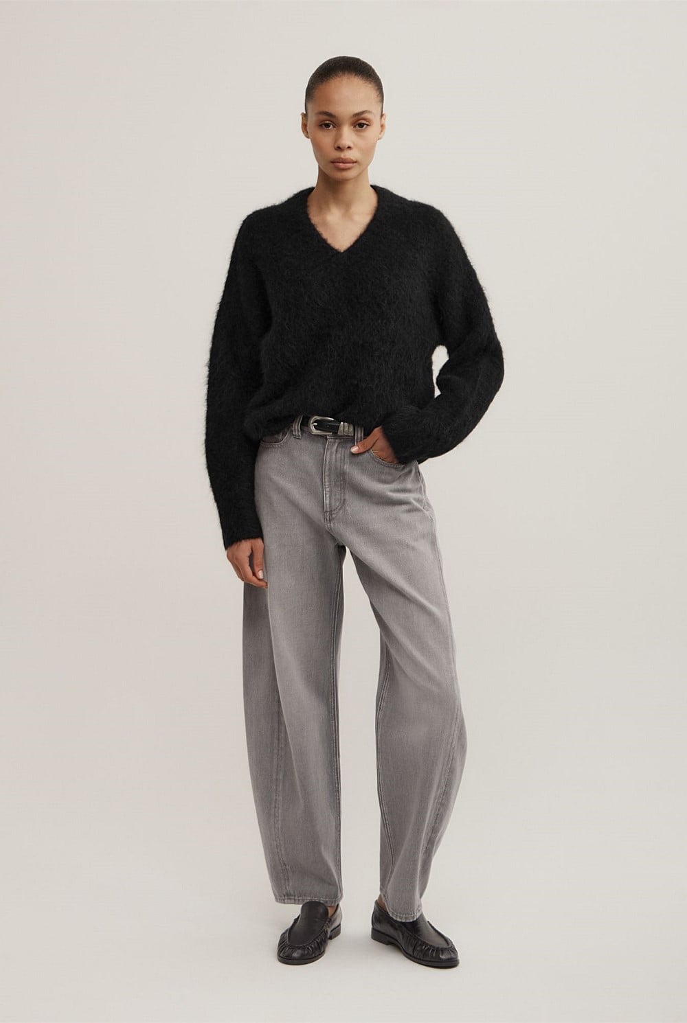 High V-Neck Fluffy Knit