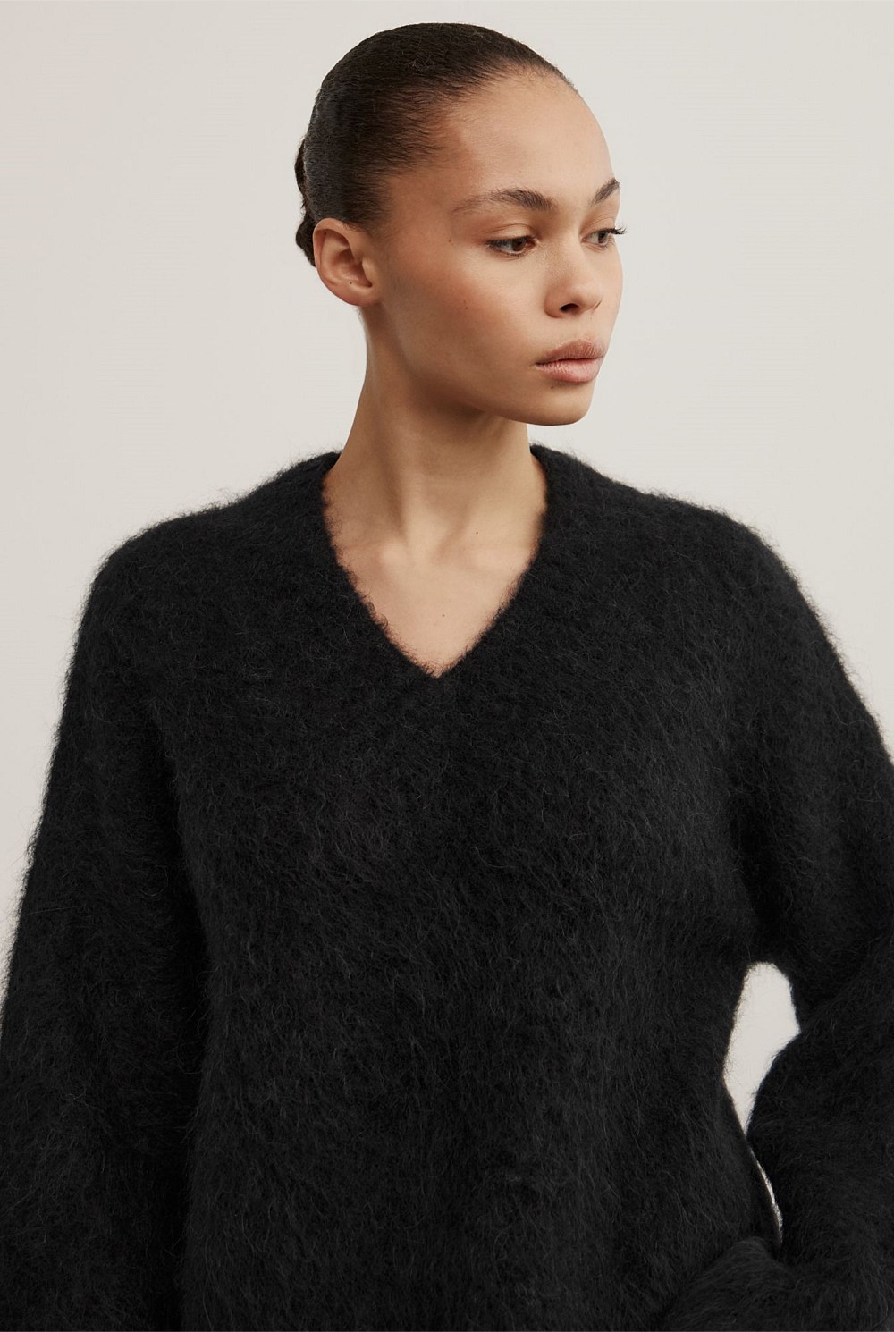 High V-Neck Fluffy Knit
