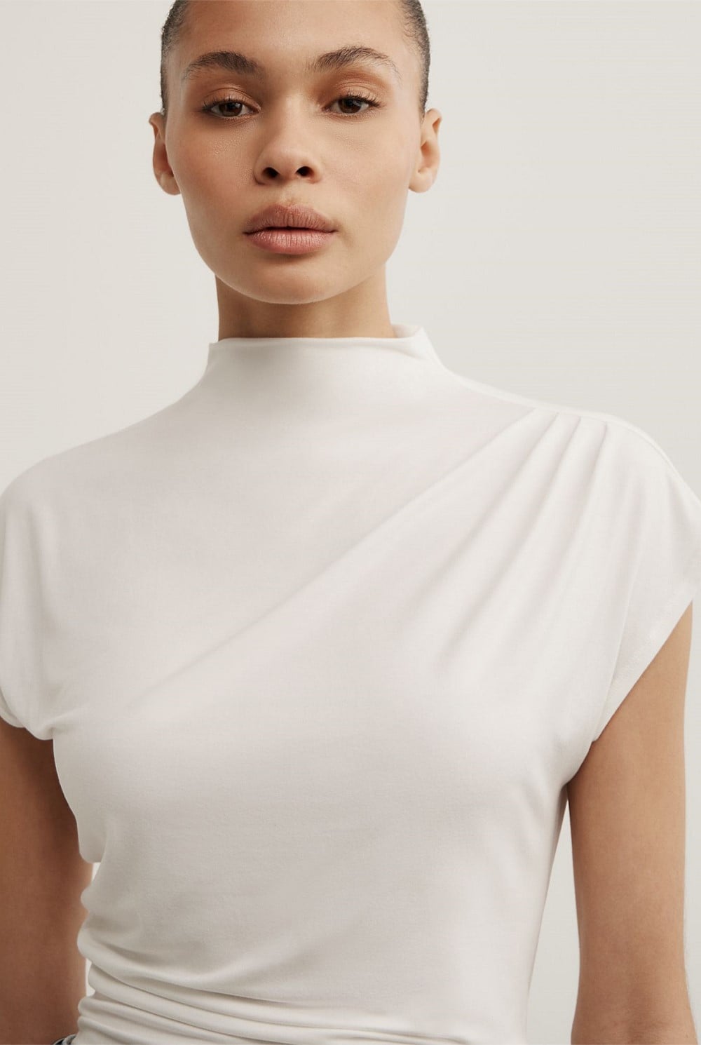 Draped High Neck Top