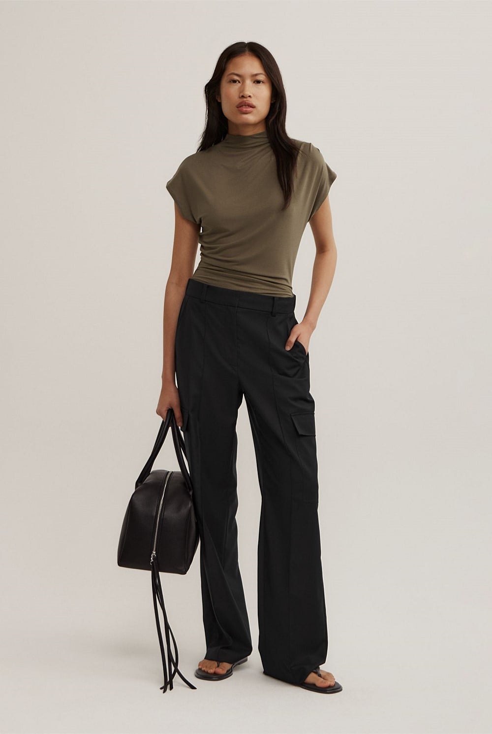 Draped High Neck Top