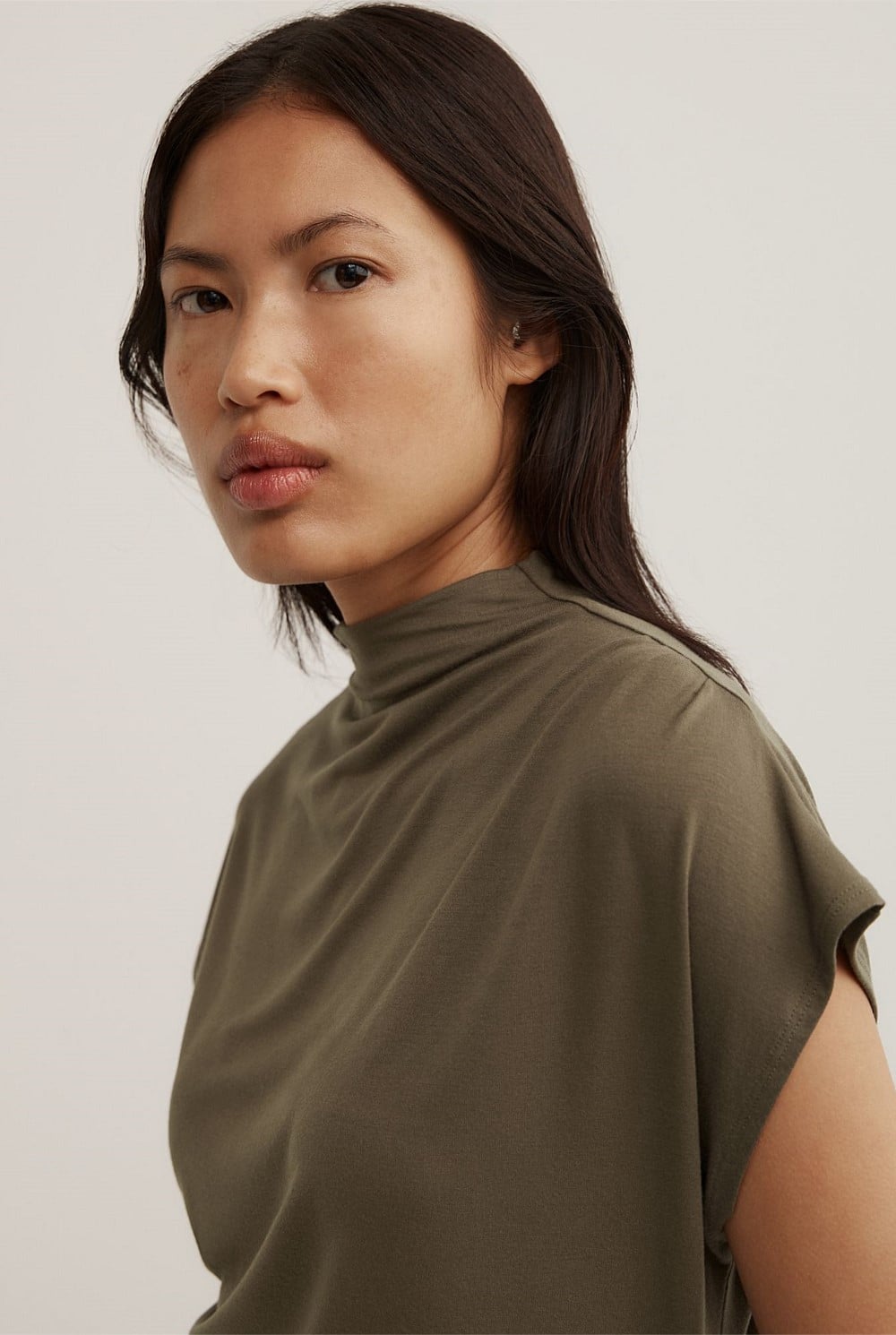 Draped High Neck Top