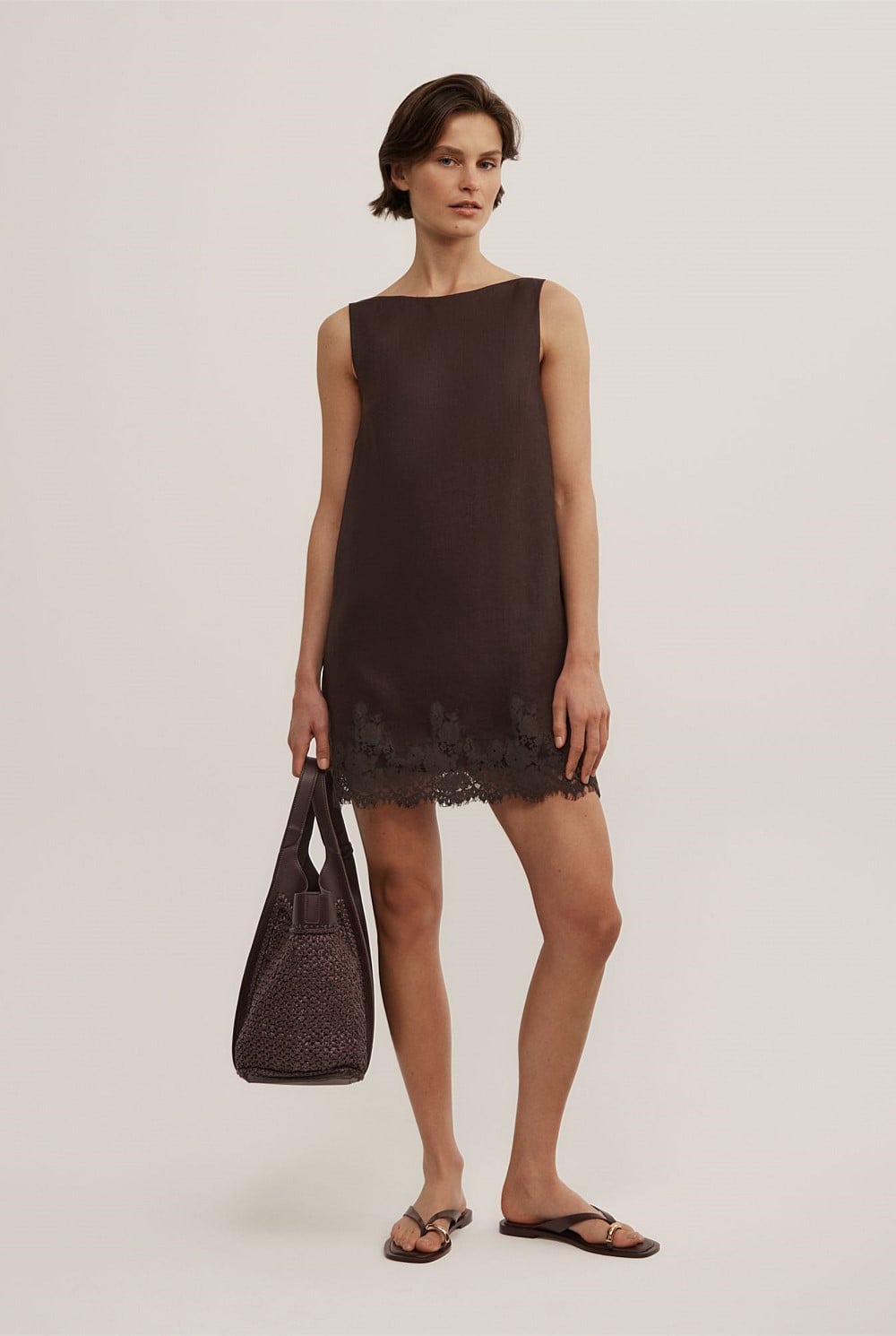 Linen Lace Mini Dress