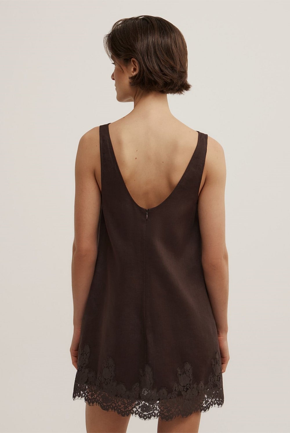 Linen Lace Mini Dress