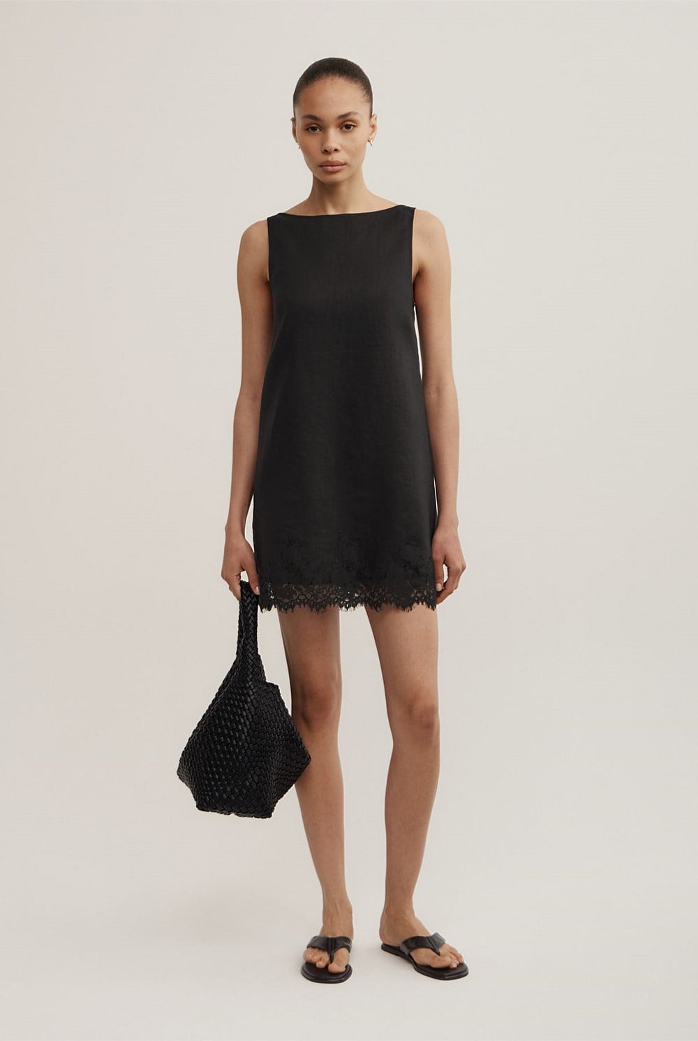Linen Lace Mini Dress