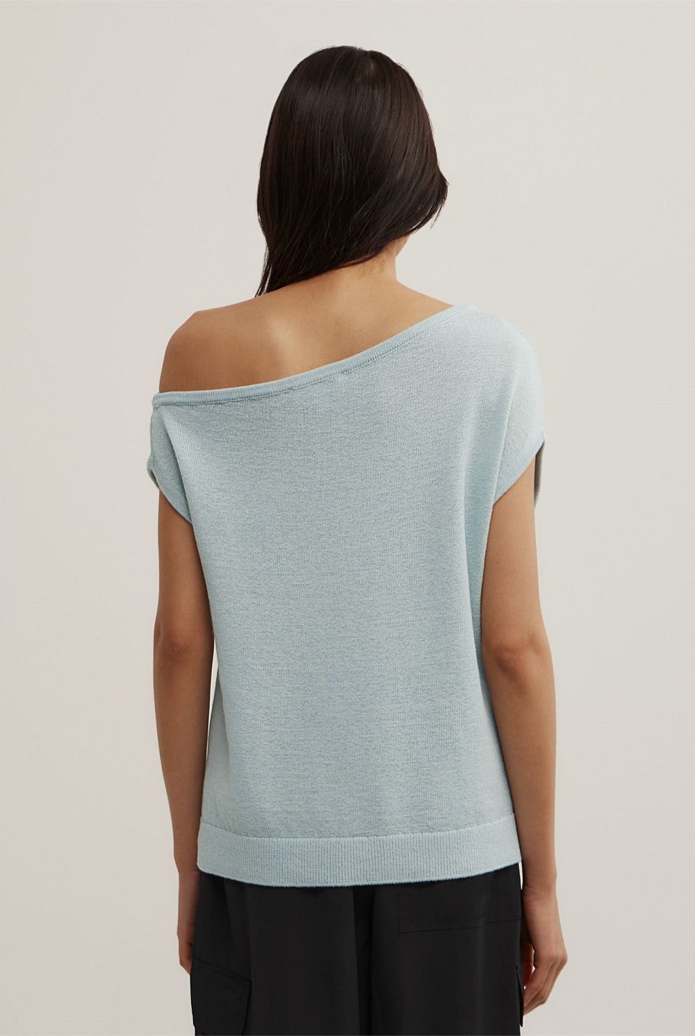 Asymmetric Short Sleeve Slouch Knit