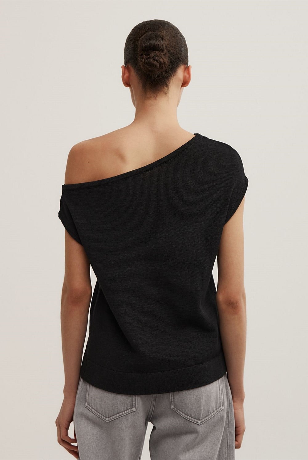 Asymmetric Short Sleeve Slouch Knit