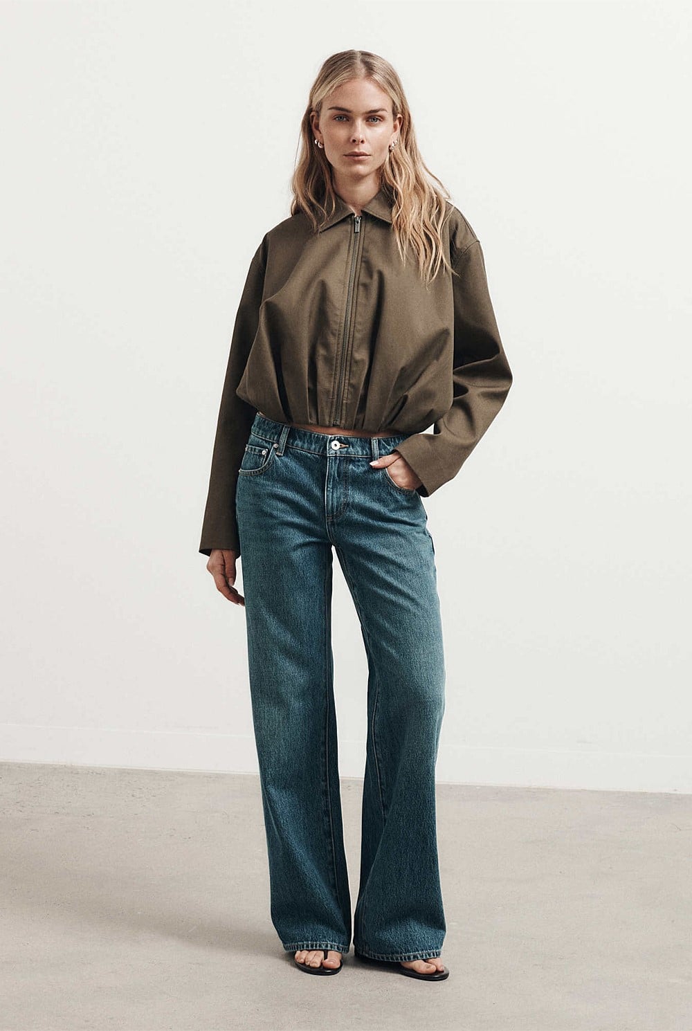 Gathered Hem Bomber Jacket