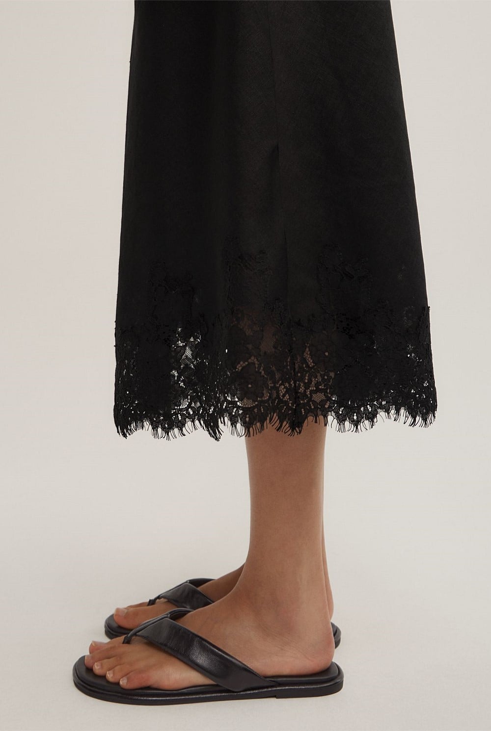 Linen Lace Midi Skirt