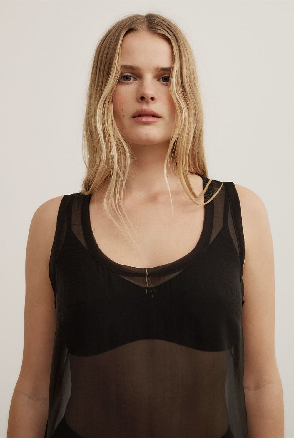 Sheer Crew Neck Tunic