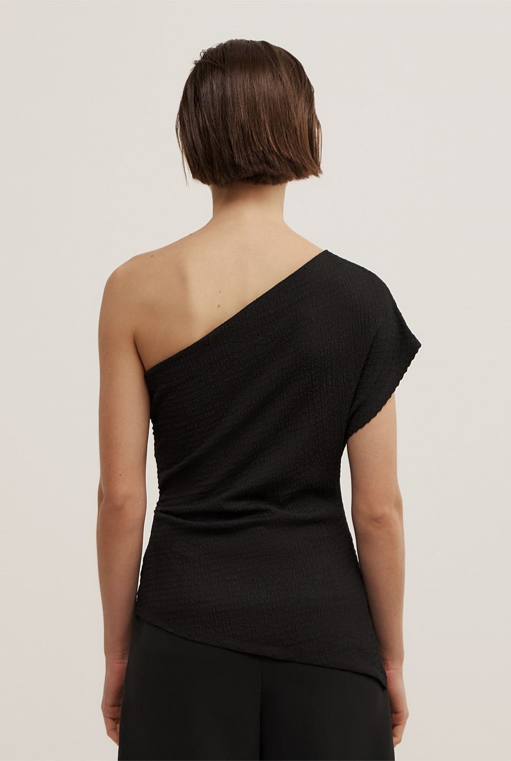One Shoulder Textured Top