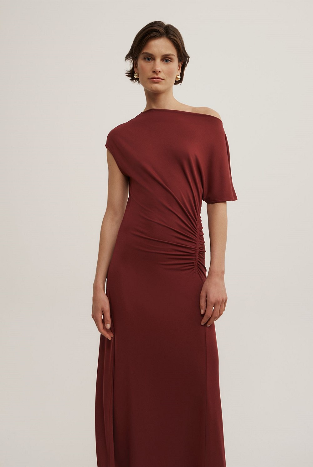 Drape Asymmetric Jersey Dress