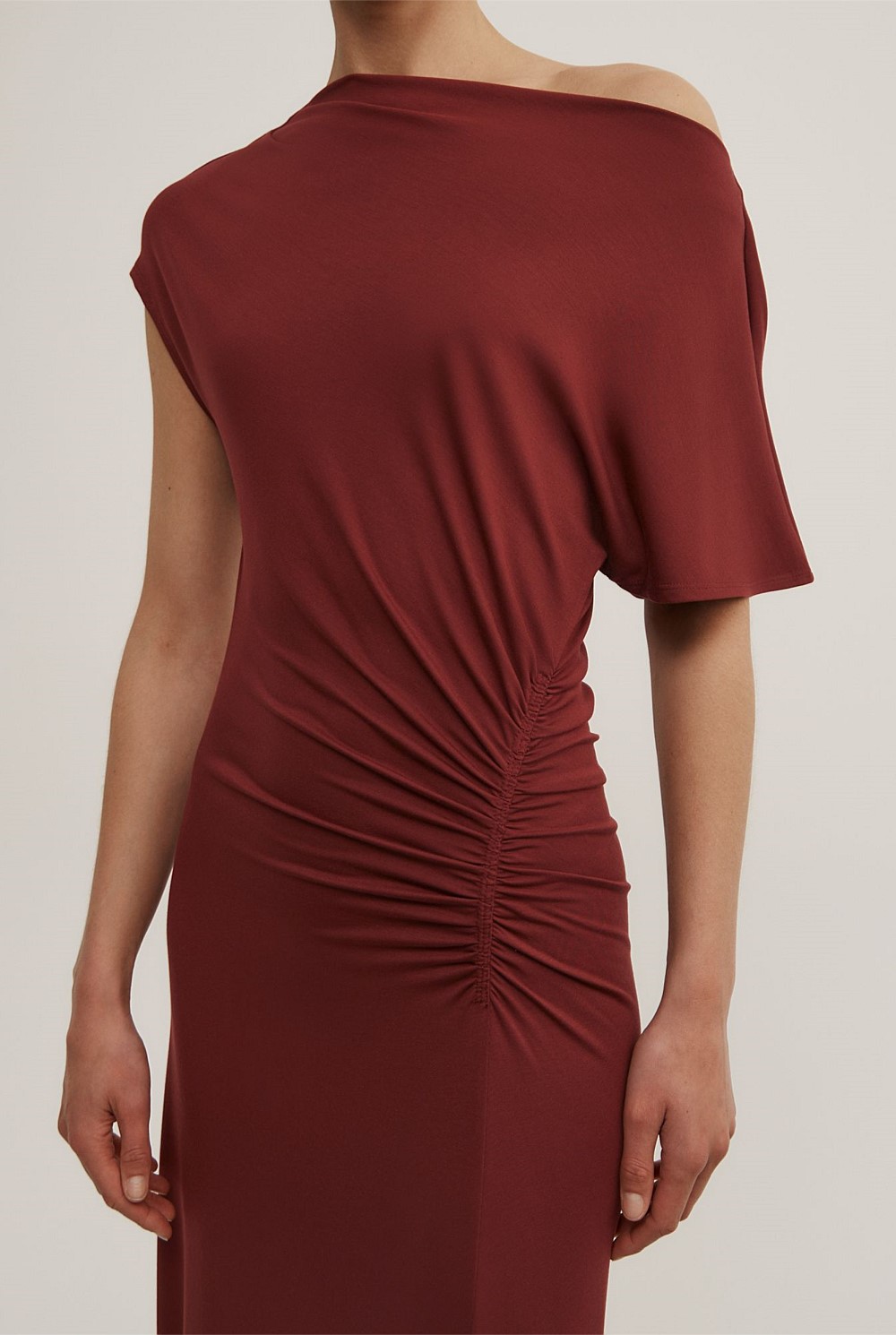 Drape Asymmetric Jersey Dress