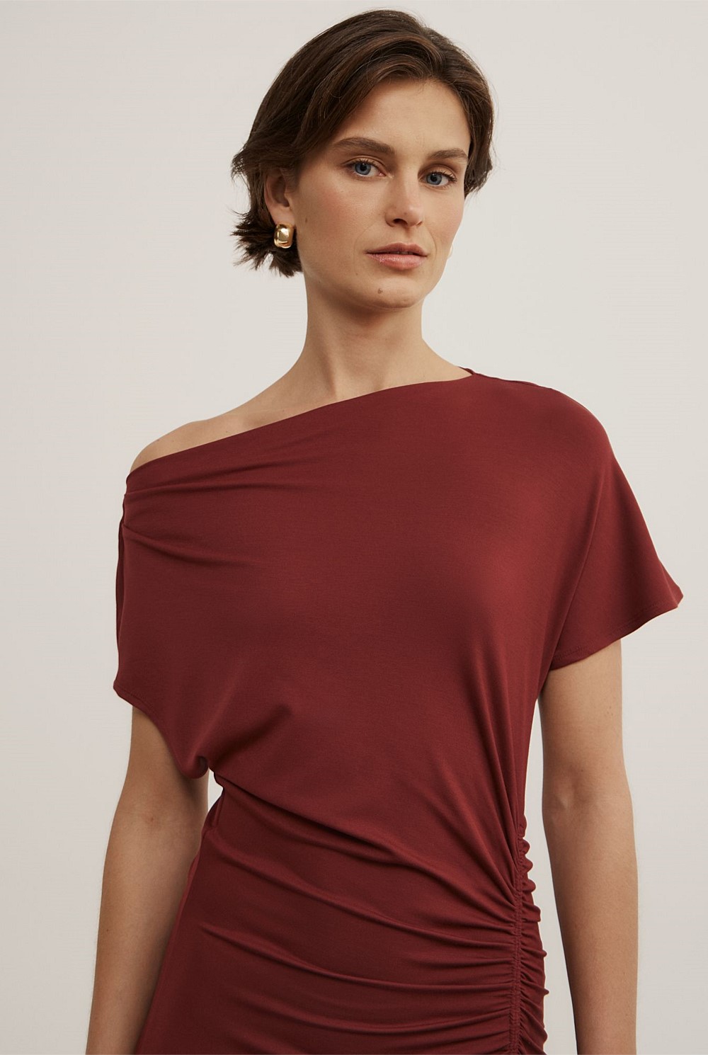 Drape Asymmetric Jersey Dress
