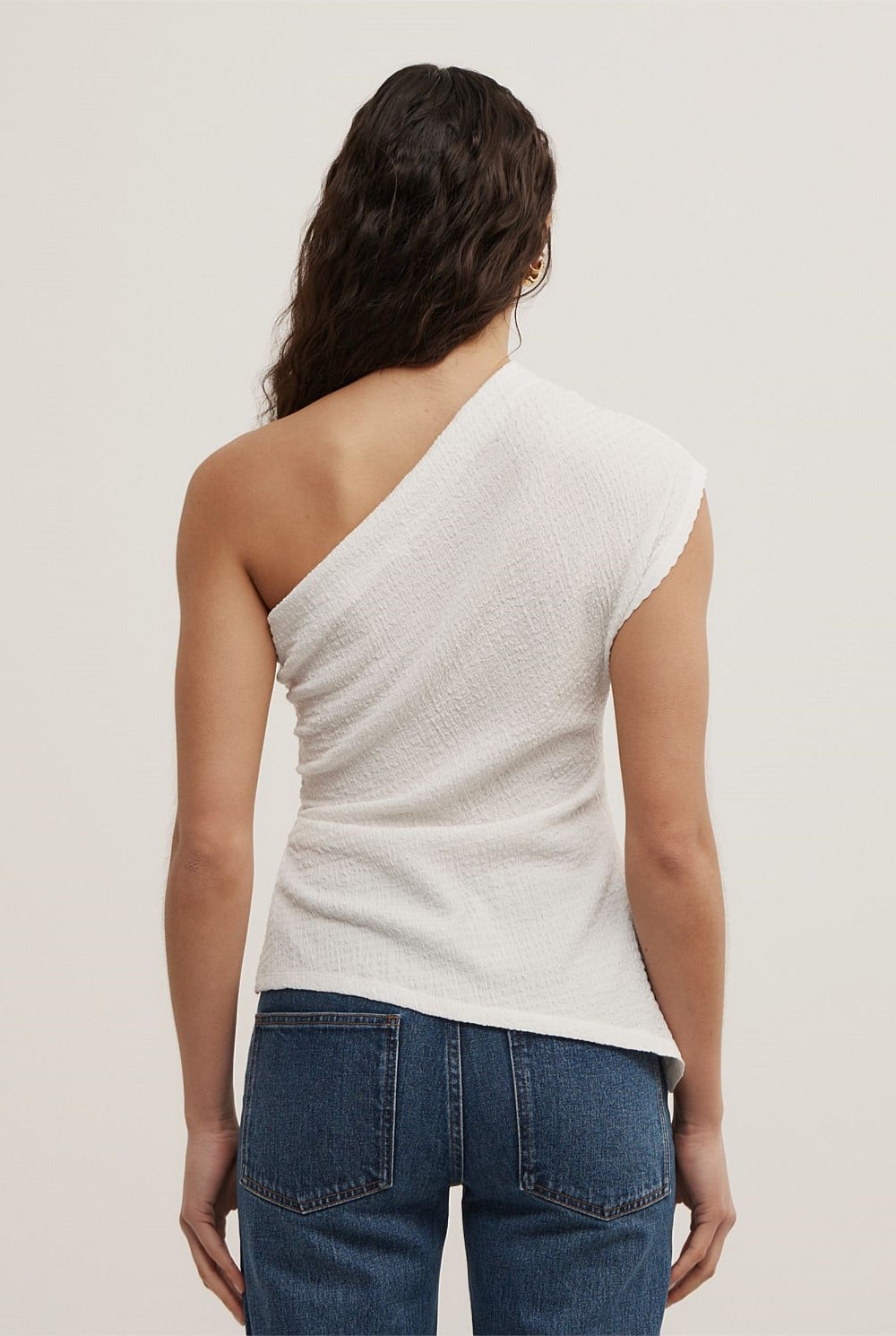 One Shoulder Textured Top