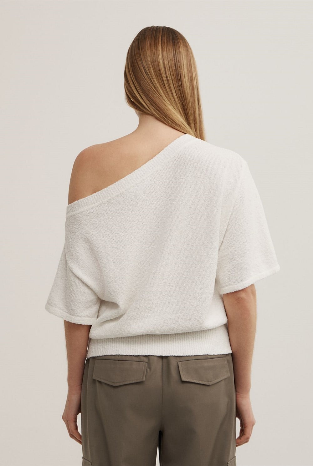 Asymmetric Textured Knit T-Shirt