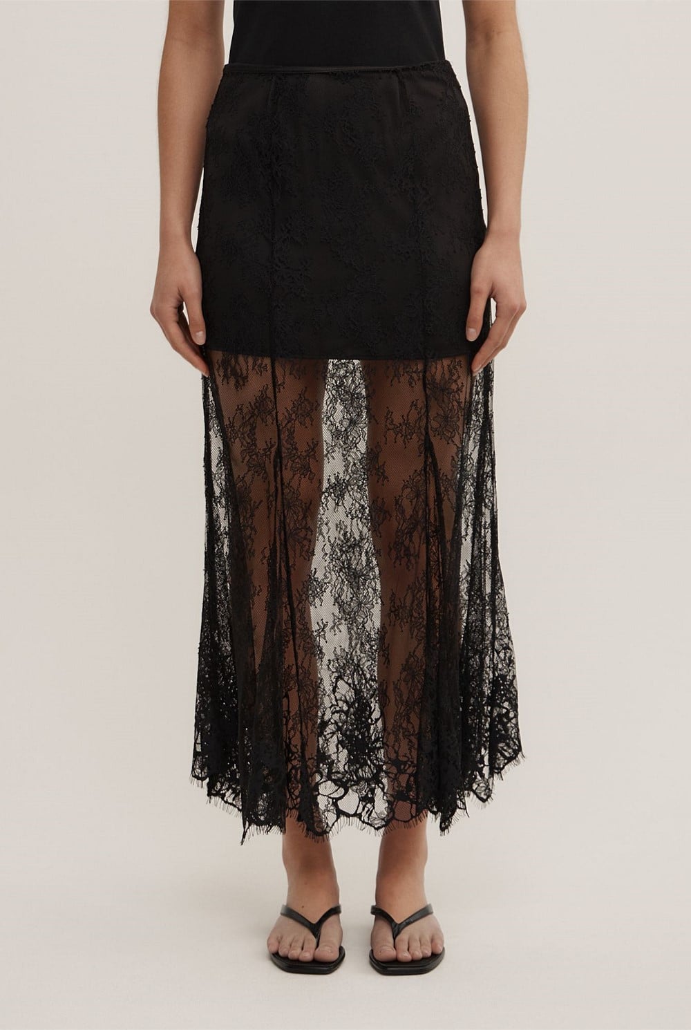 Lace Panel Maxi Skirt