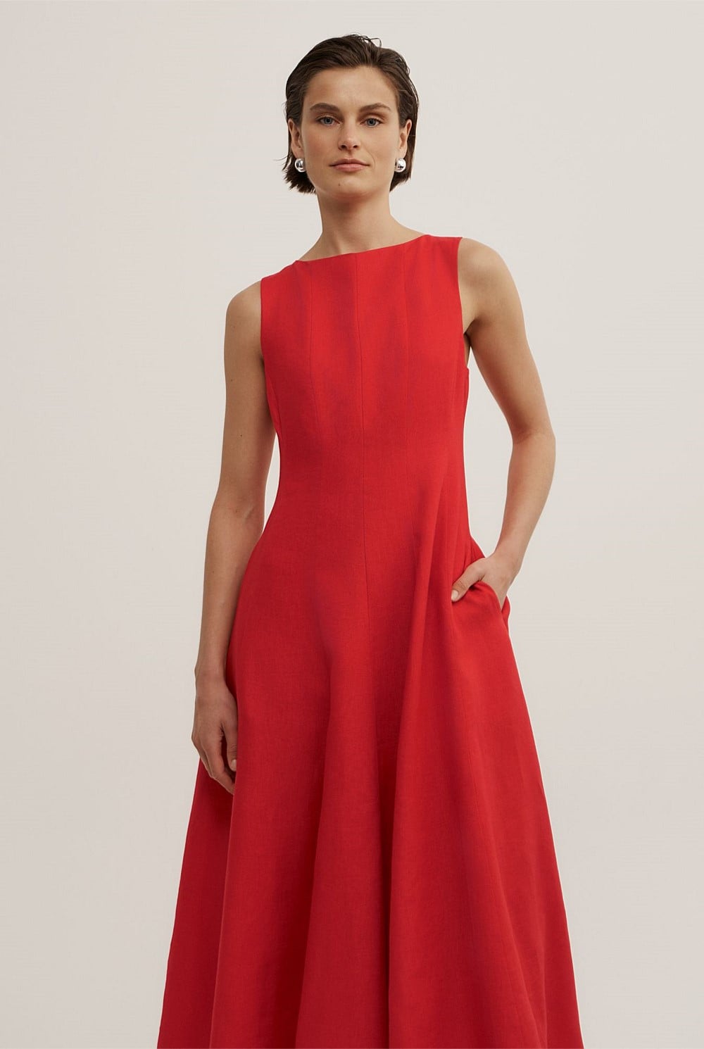 Linen Panel Midi Dress