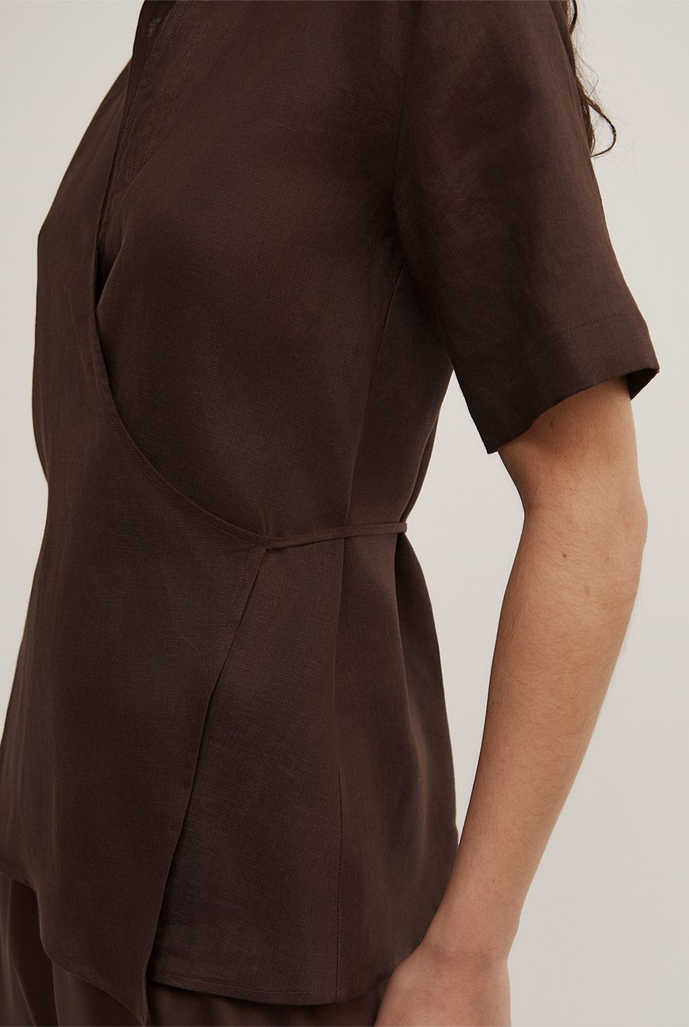 Wrap Linen Short Sleeve Shirt
