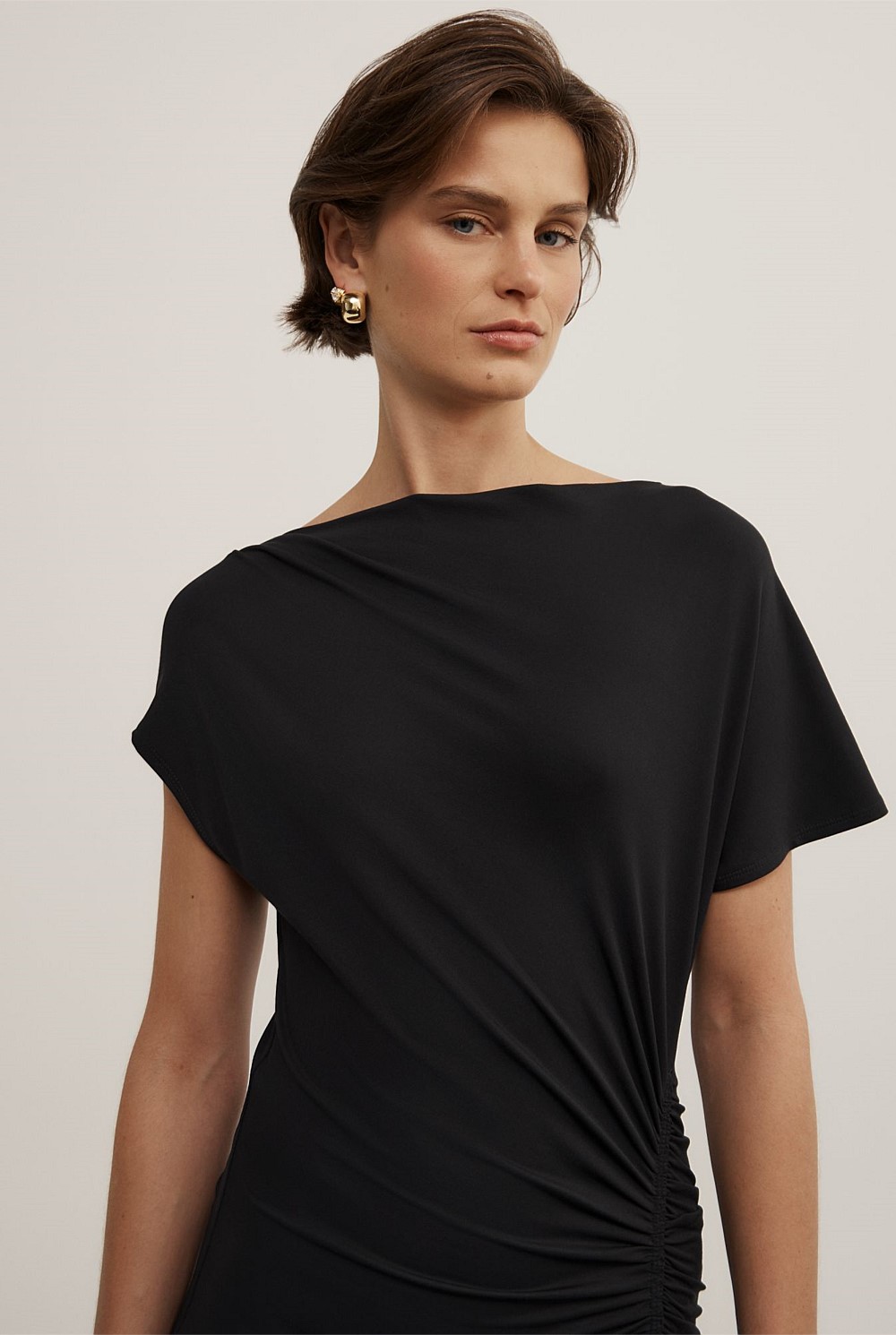 Drape Asymmetric Jersey Dress