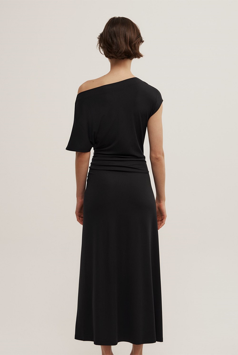 Drape Asymmetric Jersey Dress