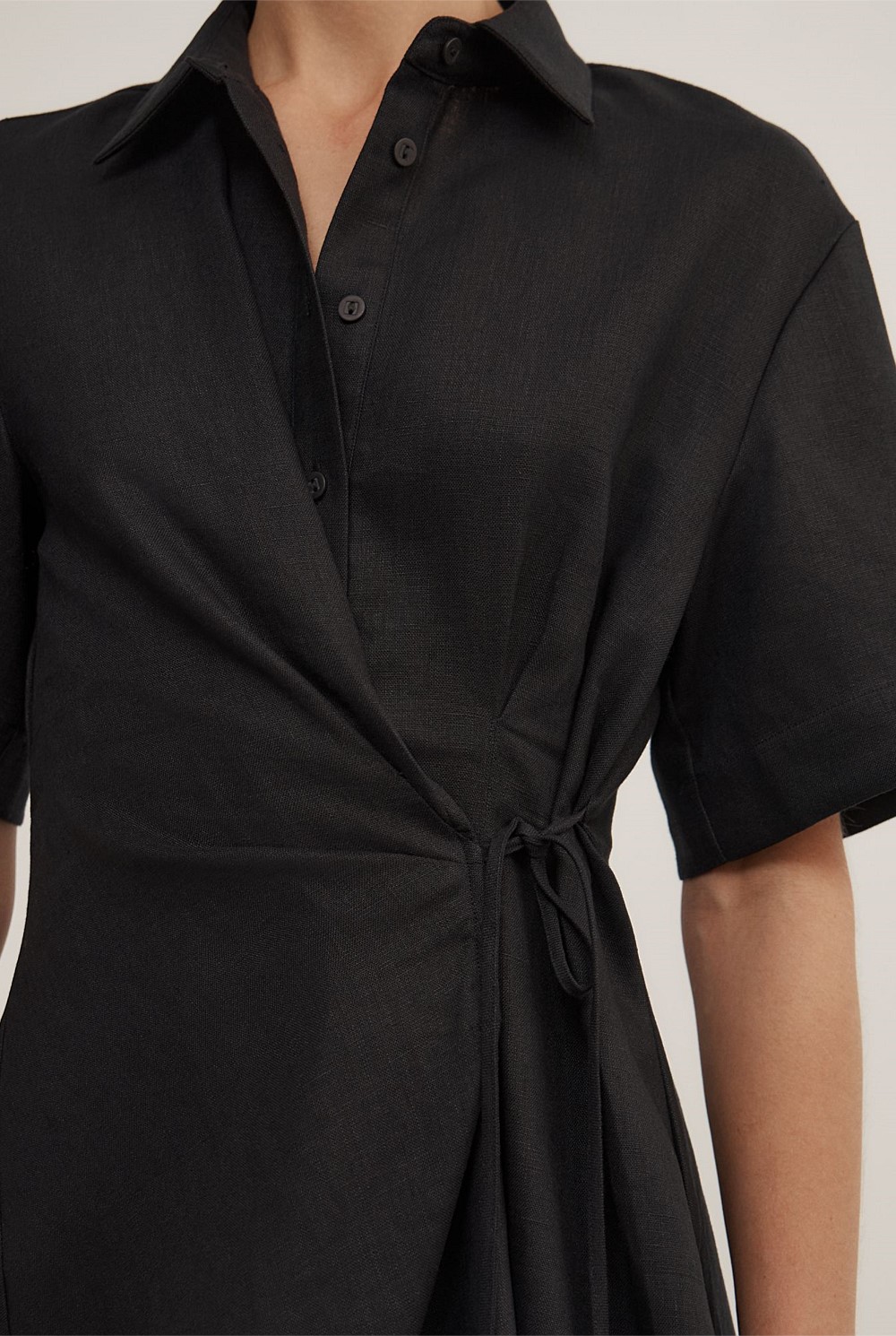 Tie Mini Shirt Dress