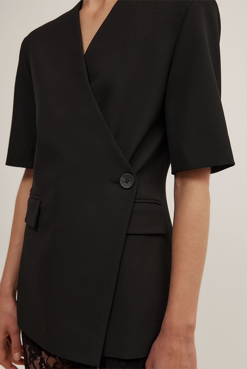 Short Sleeve Wrap Blazer