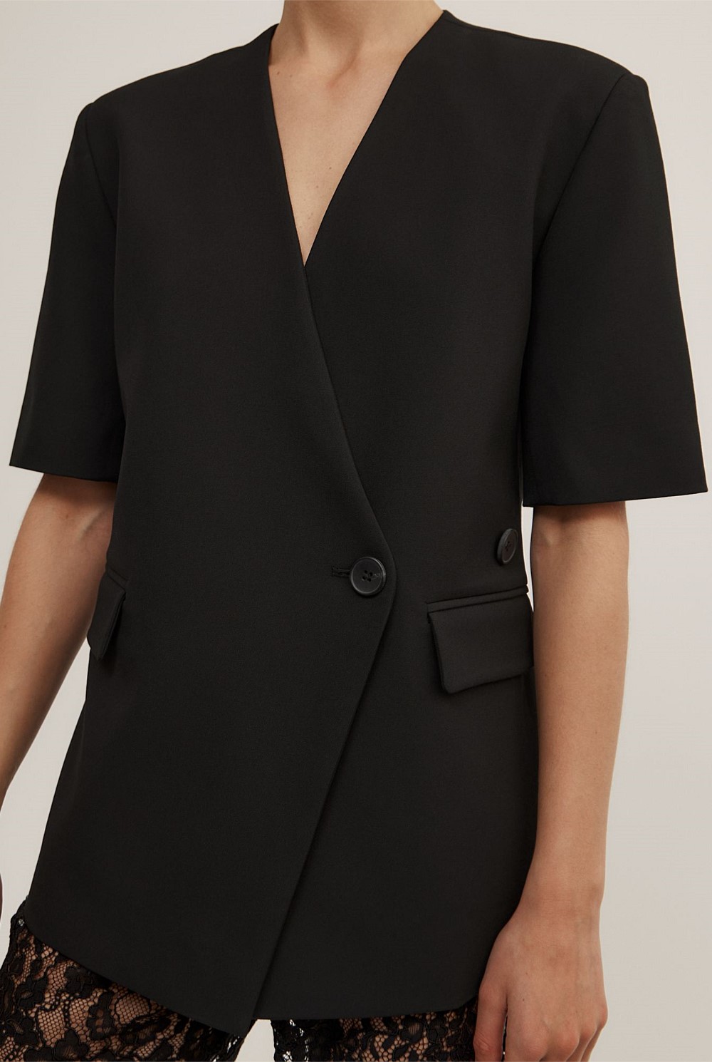 Short Sleeve Wrap Blazer
