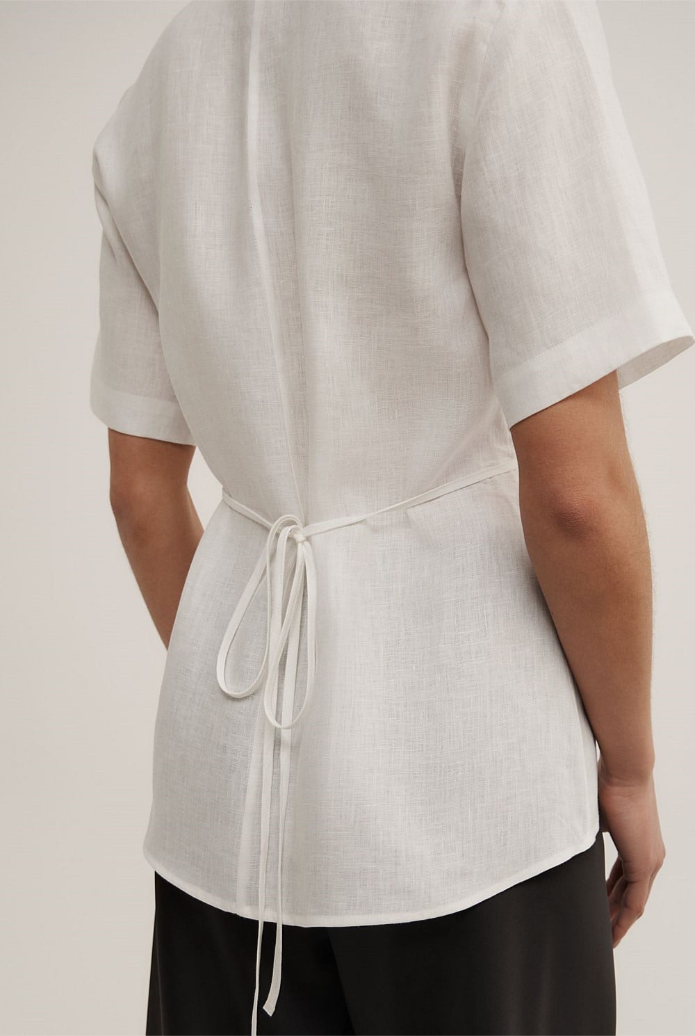 Wrap Linen Short Sleeve Shirt