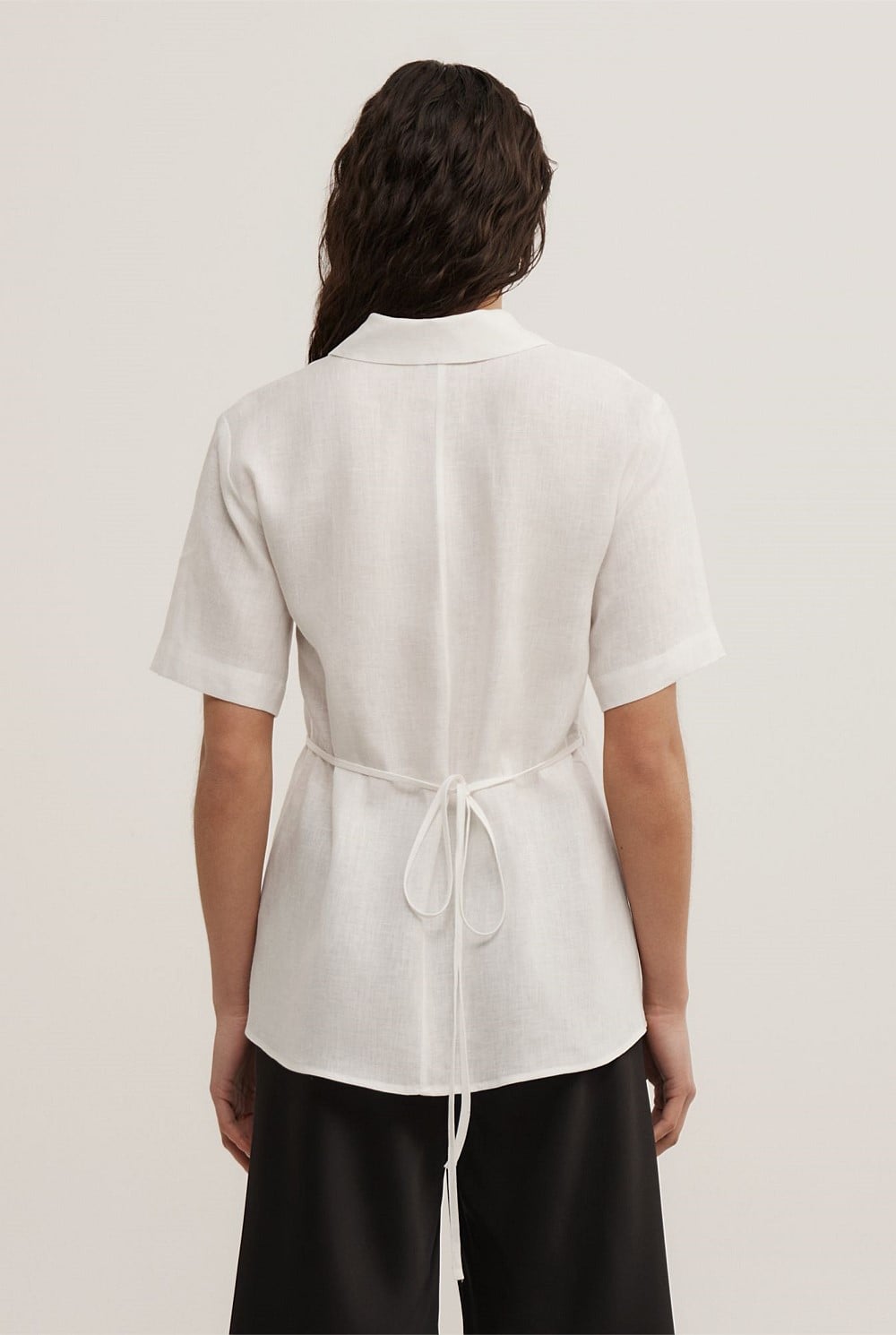 Wrap Linen Short Sleeve Shirt