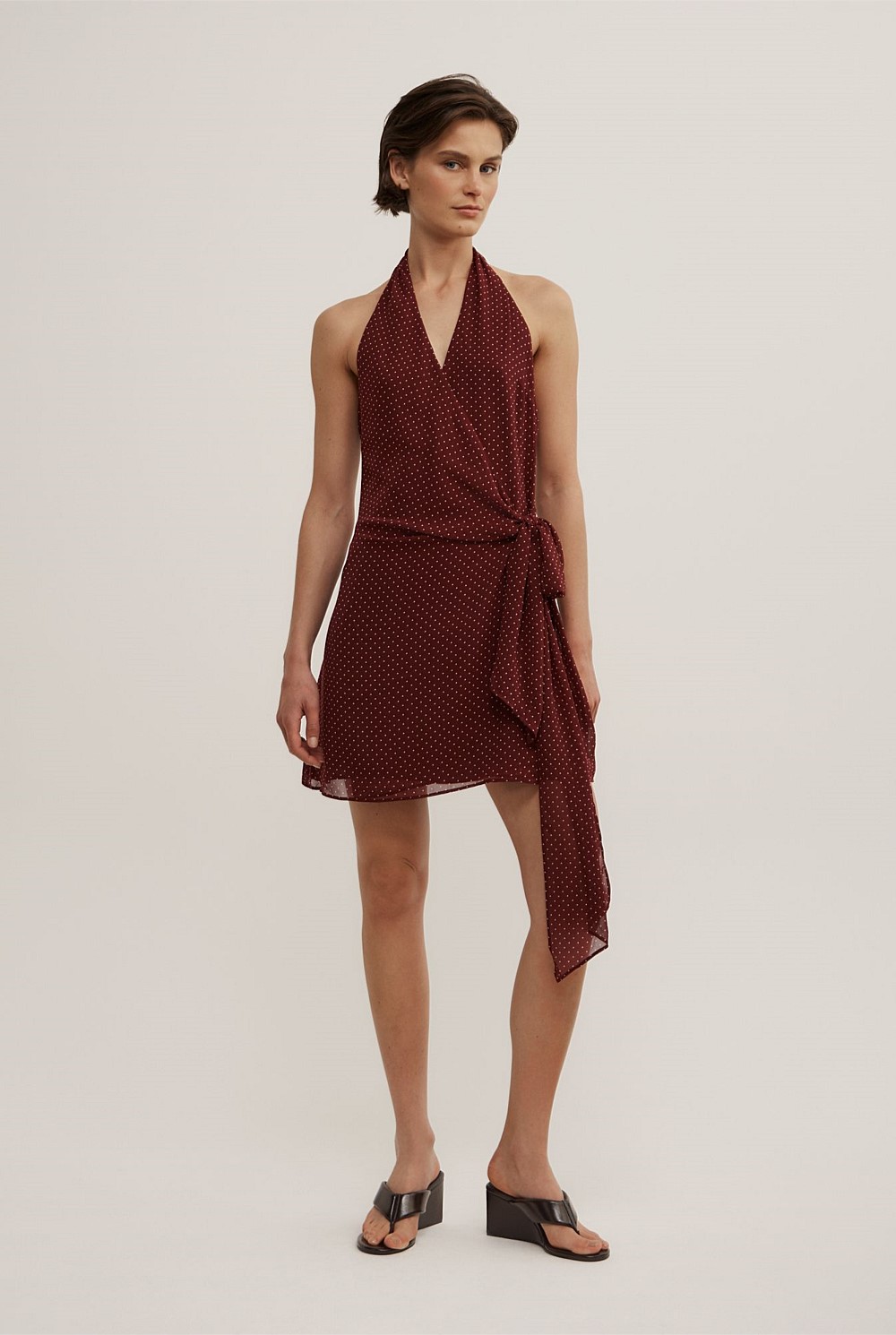 Wrap Halter Mini Dress