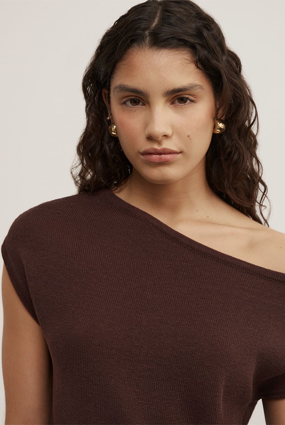 Asymmetric Short Sleeve Slouch Knit