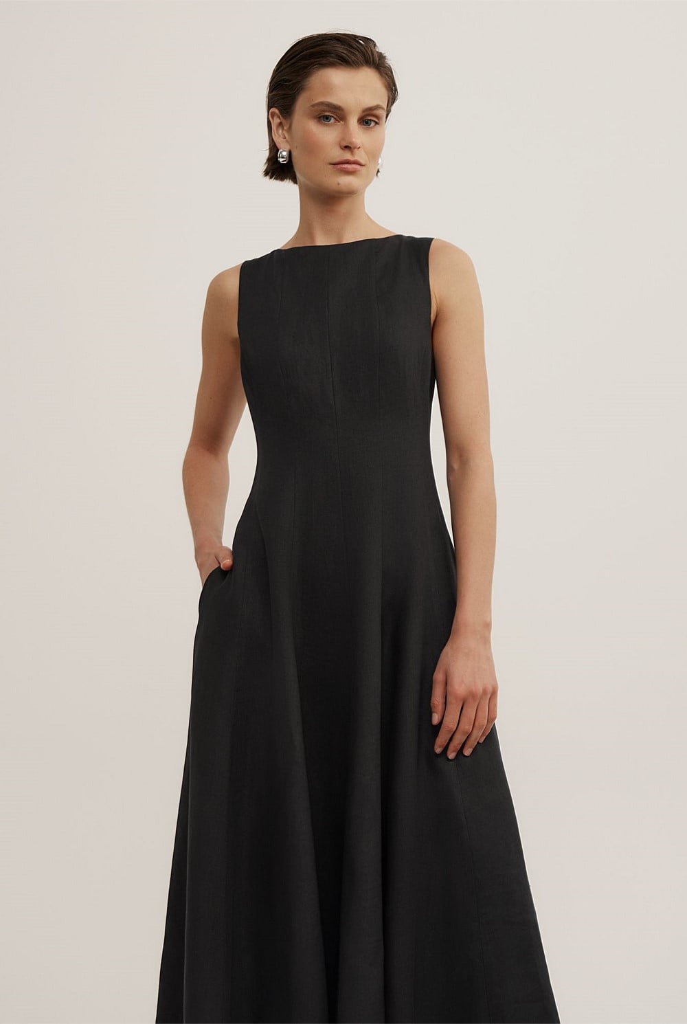 Linen Panel Midi Dress