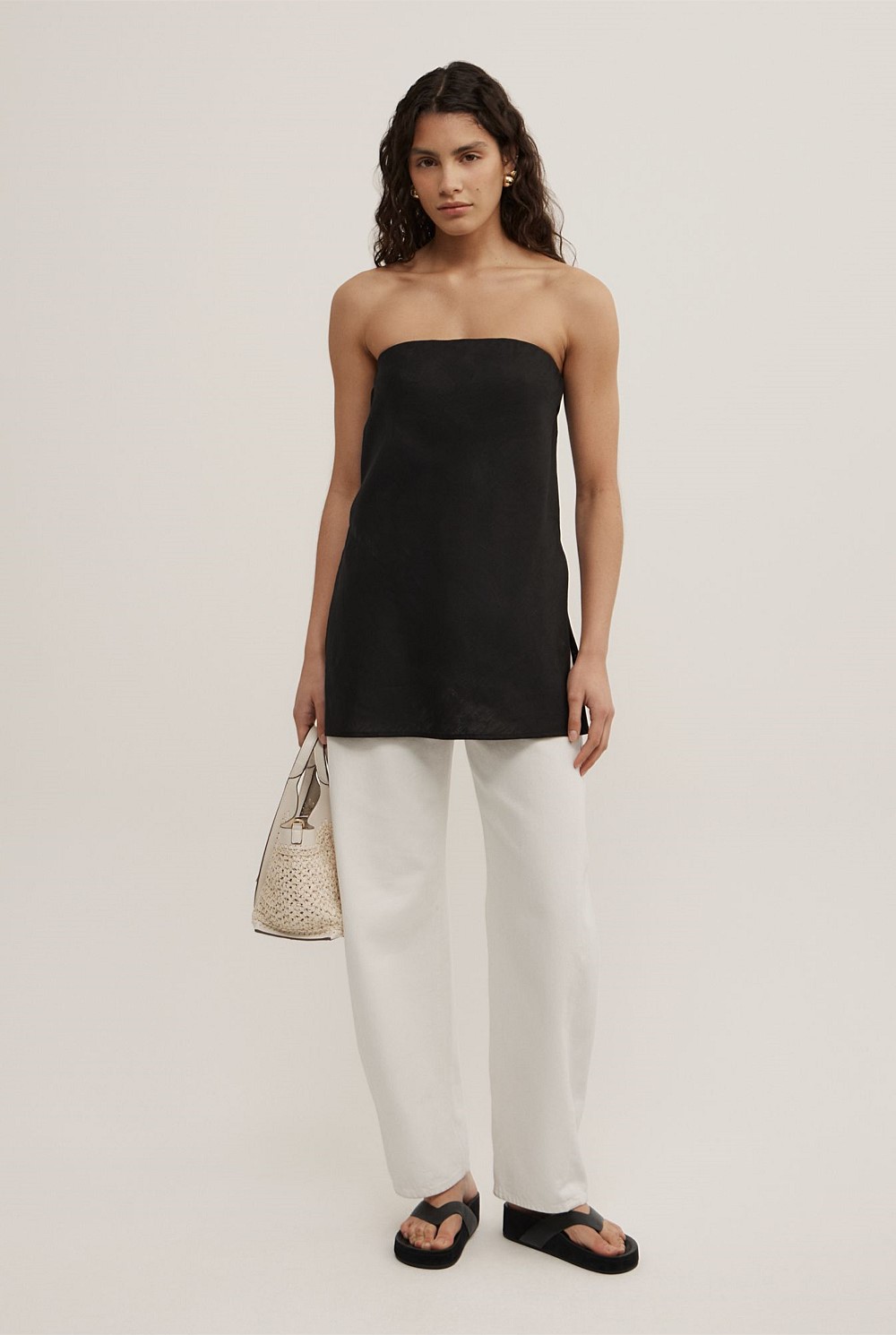 Linen Strapless Top