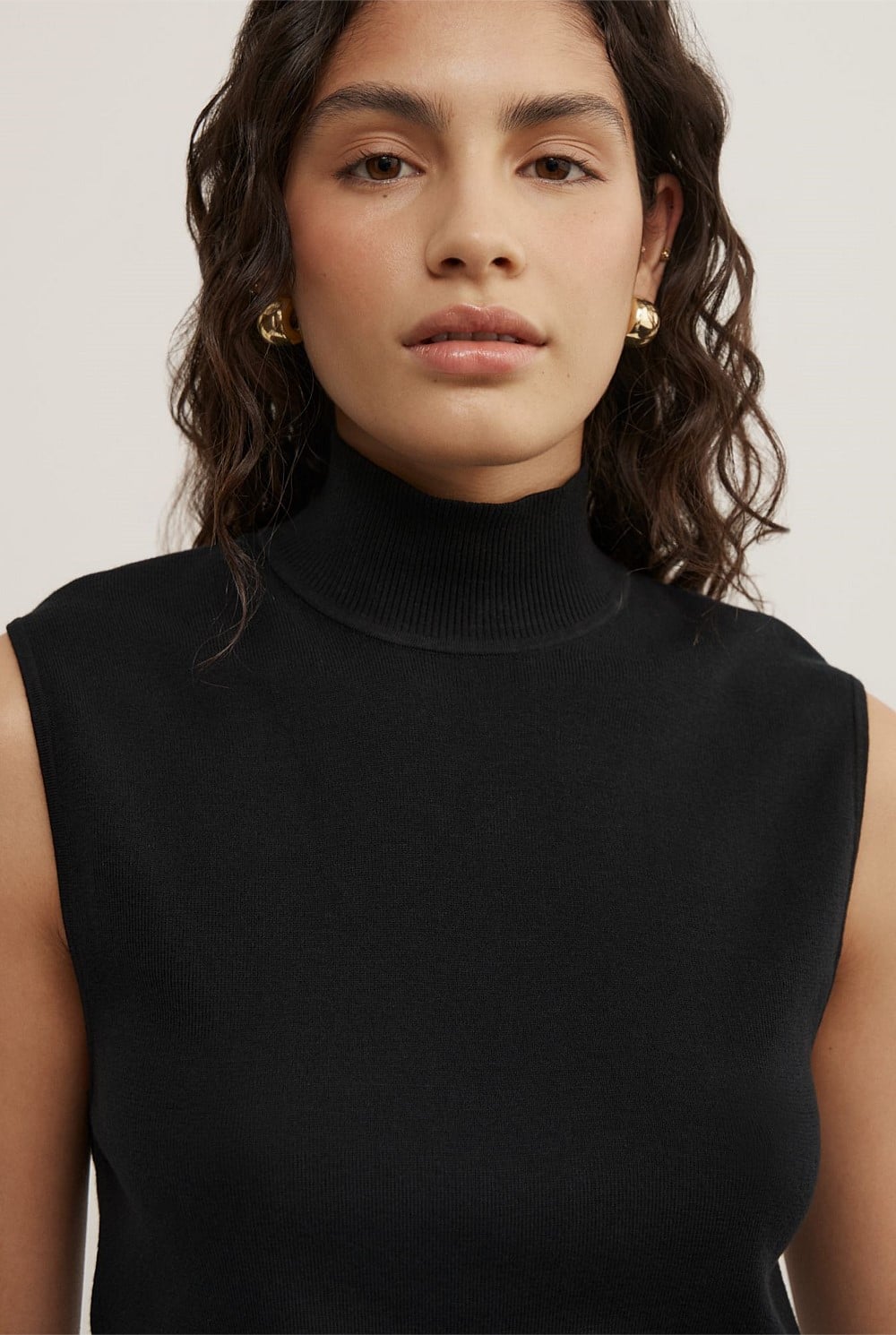 High Neck Open Back Knit