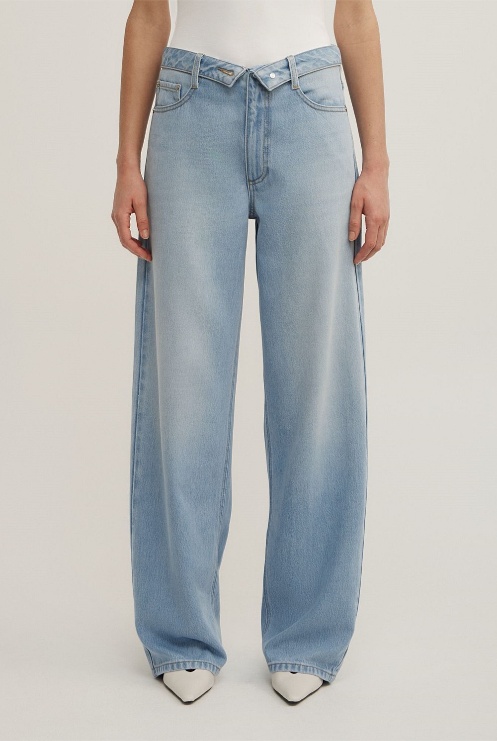 Fold Waist Slouch Jeans