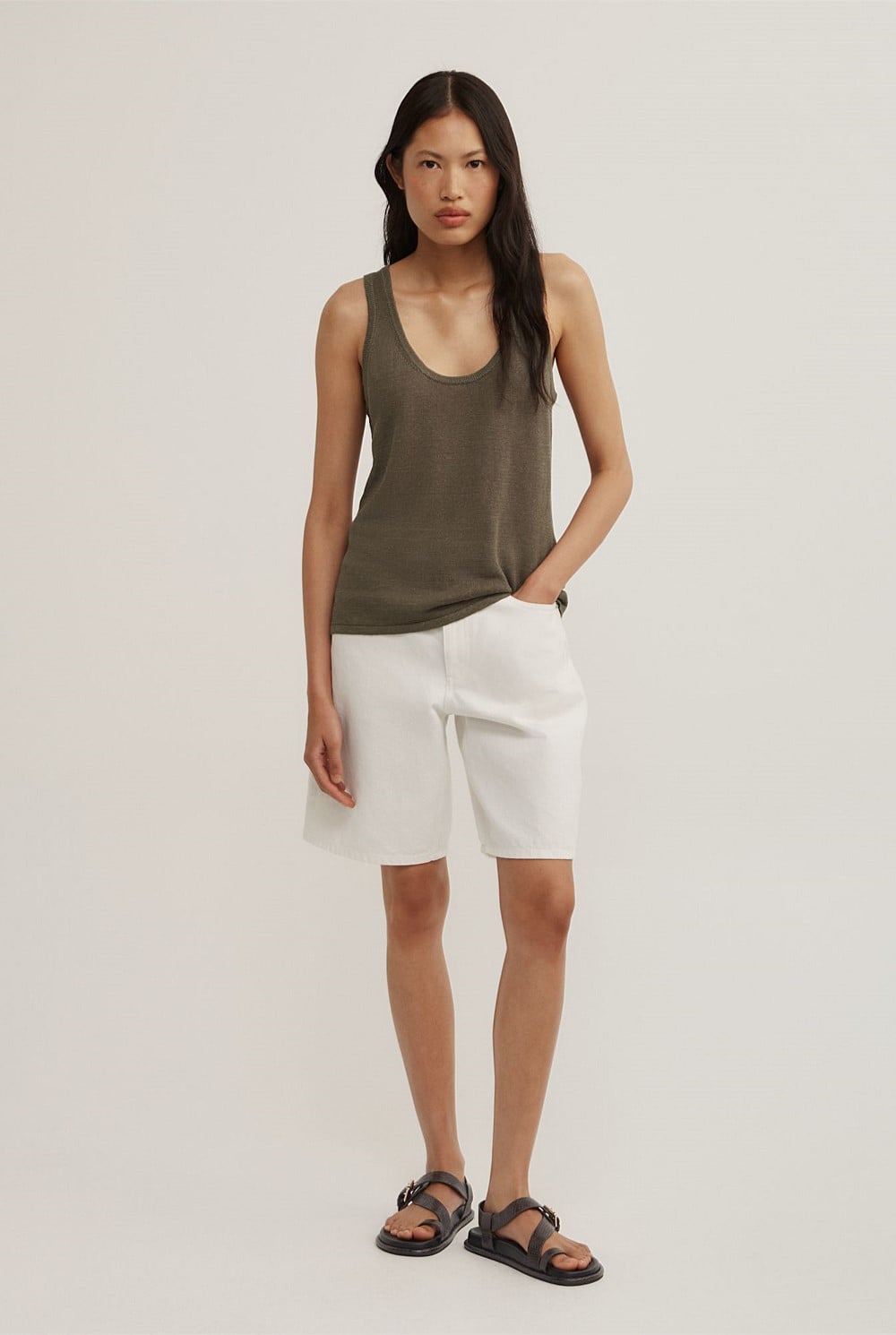 Linen Scoop Knit Tank