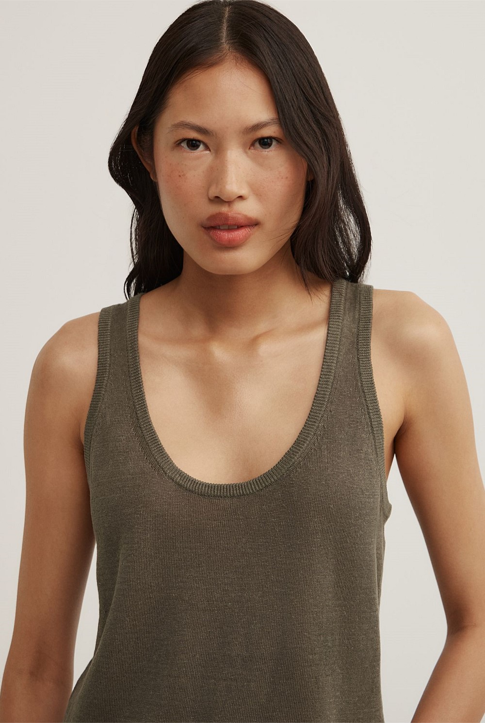 Linen Scoop Knit Tank