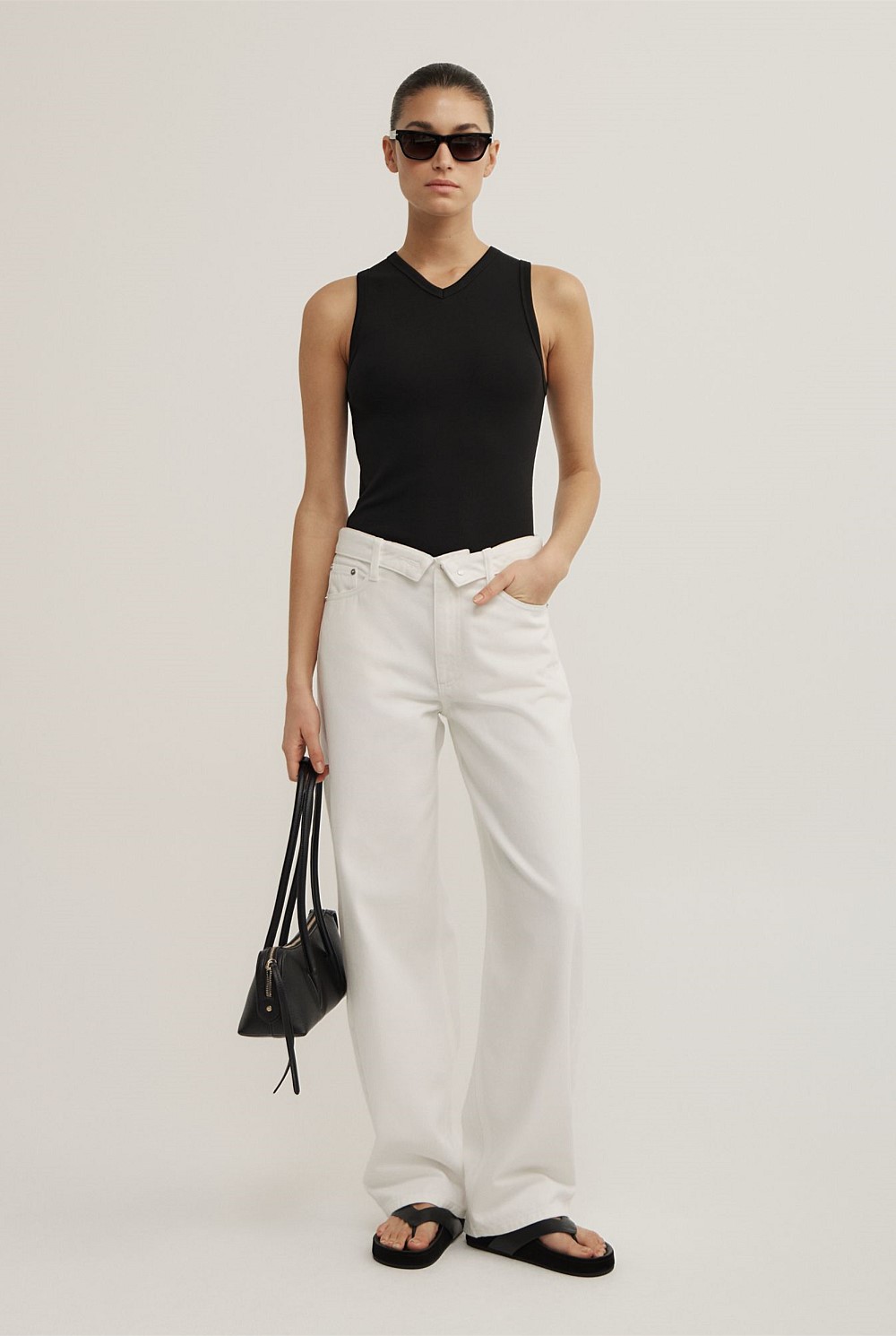 Fold Waist Slouch Jeans