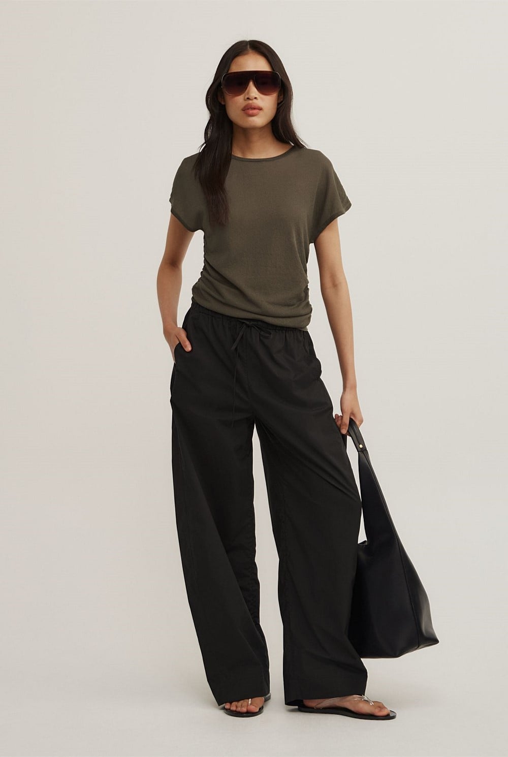 Wide Shoulder Knit T-Shirt