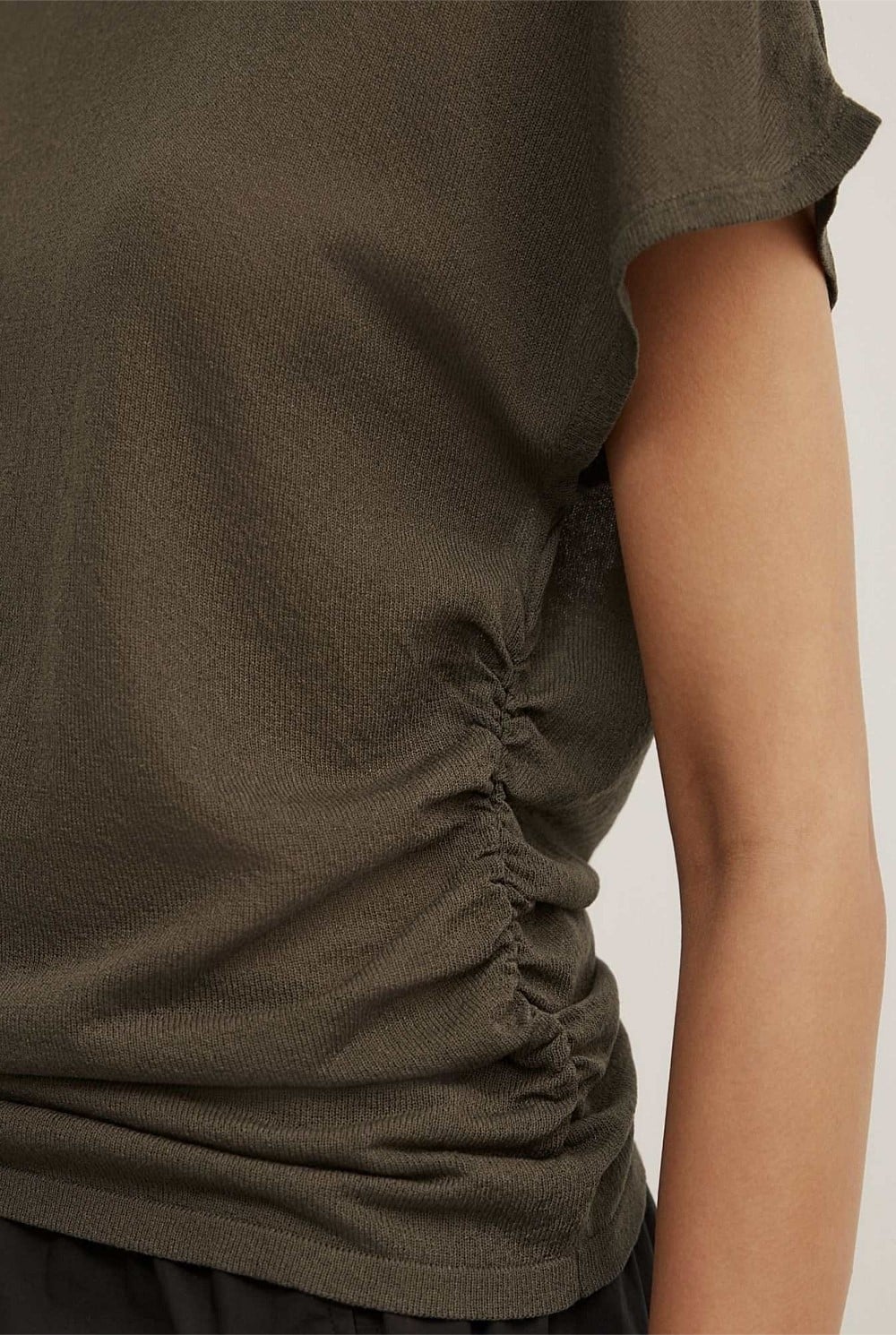 Wide Shoulder Knit T-Shirt