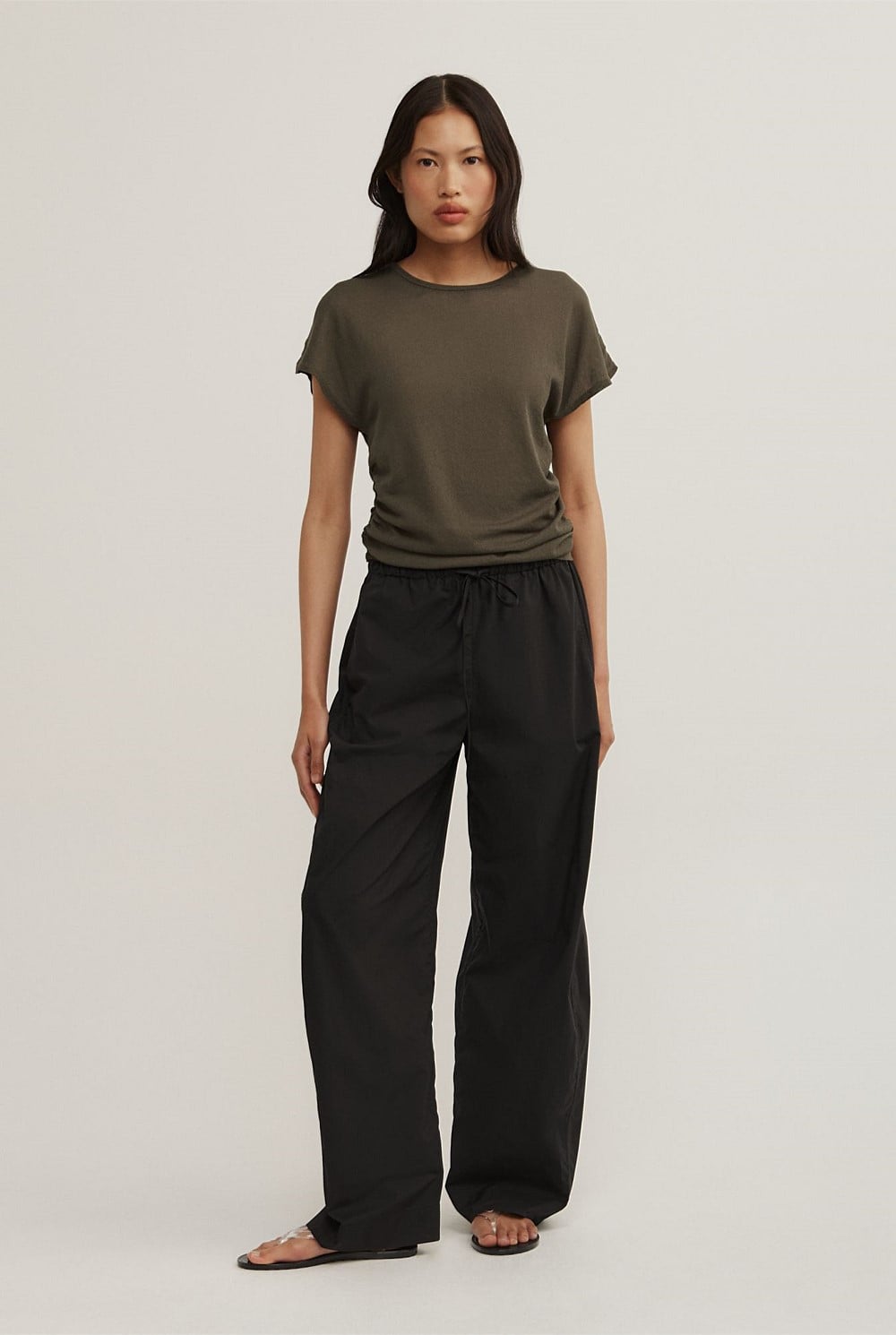 Wide Shoulder Knit T-Shirt