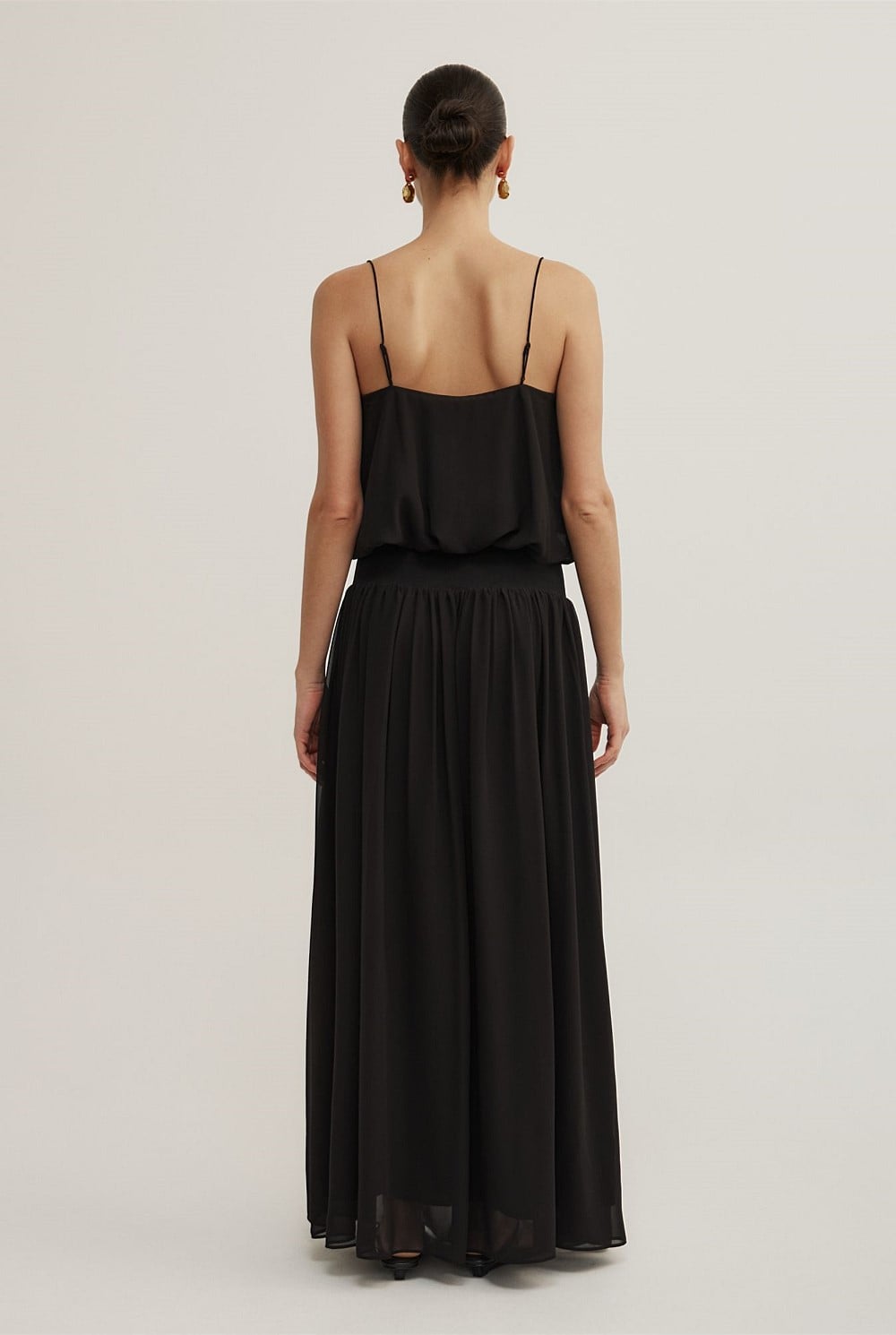 Blouson Drape Maxi Dress