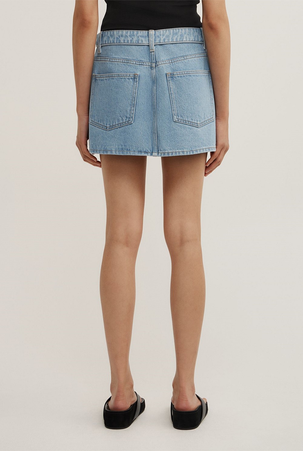 Fold Waist Denim Mini Skirt